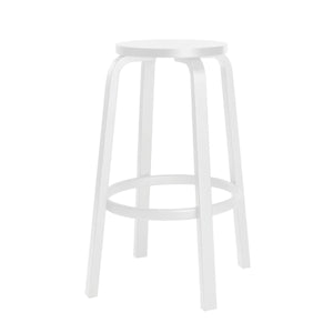 64 High Stool Stools Artek 29.5 inch legs white lacquered, seat white lacquered 