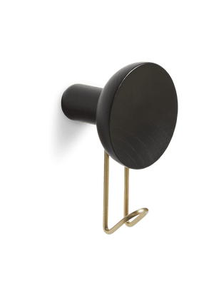Around Wall Hanger - Set of 2 Accessories Woud Large Black/Satin Brass Metal 