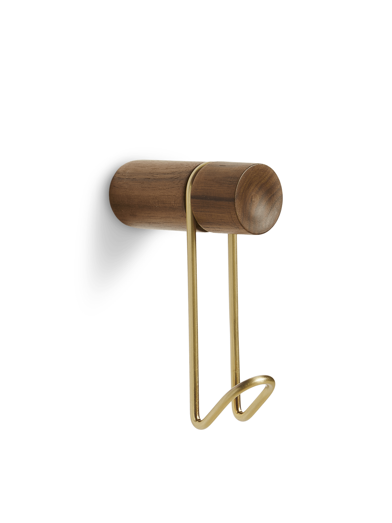 Around Wall Hanger - Set of 2 Accessories Woud Small Walnut/Satin Brass Metal