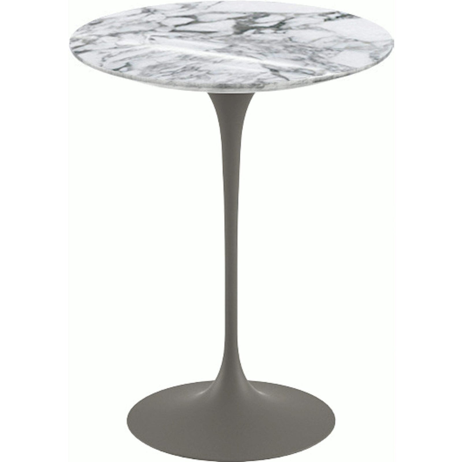 Saarinen Side Table - 16" Round side/end table Knoll Grey Arabescato marble, Shiny finish