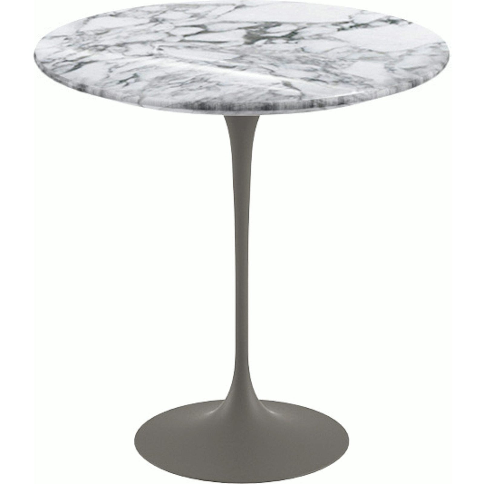 Saarinen Side Table - 20” Round side/end table Knoll Grey Arabescato marble, Shiny finish