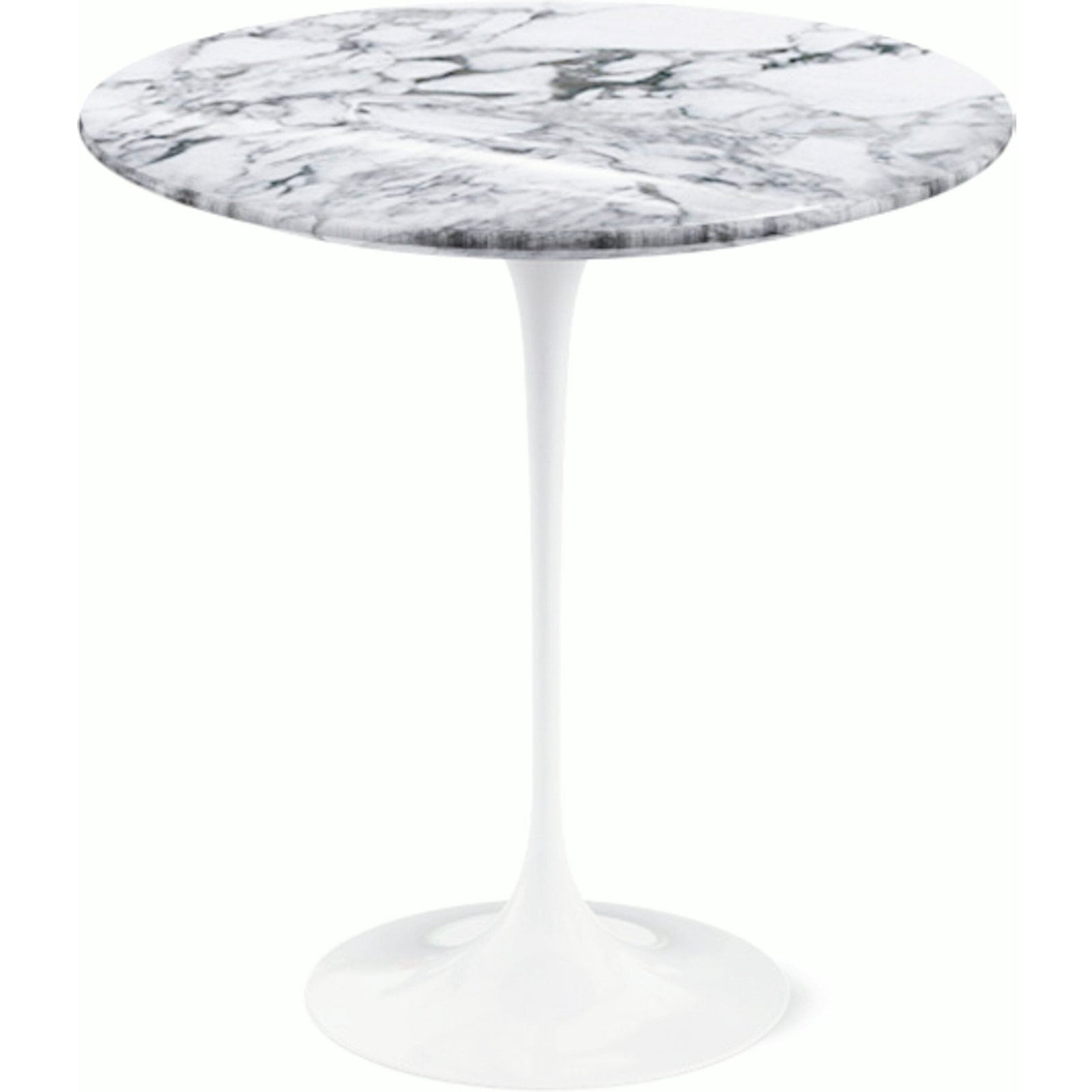 Saarinen Side Table - 20” Round side/end table Knoll White Arabescato marble, Shiny finish