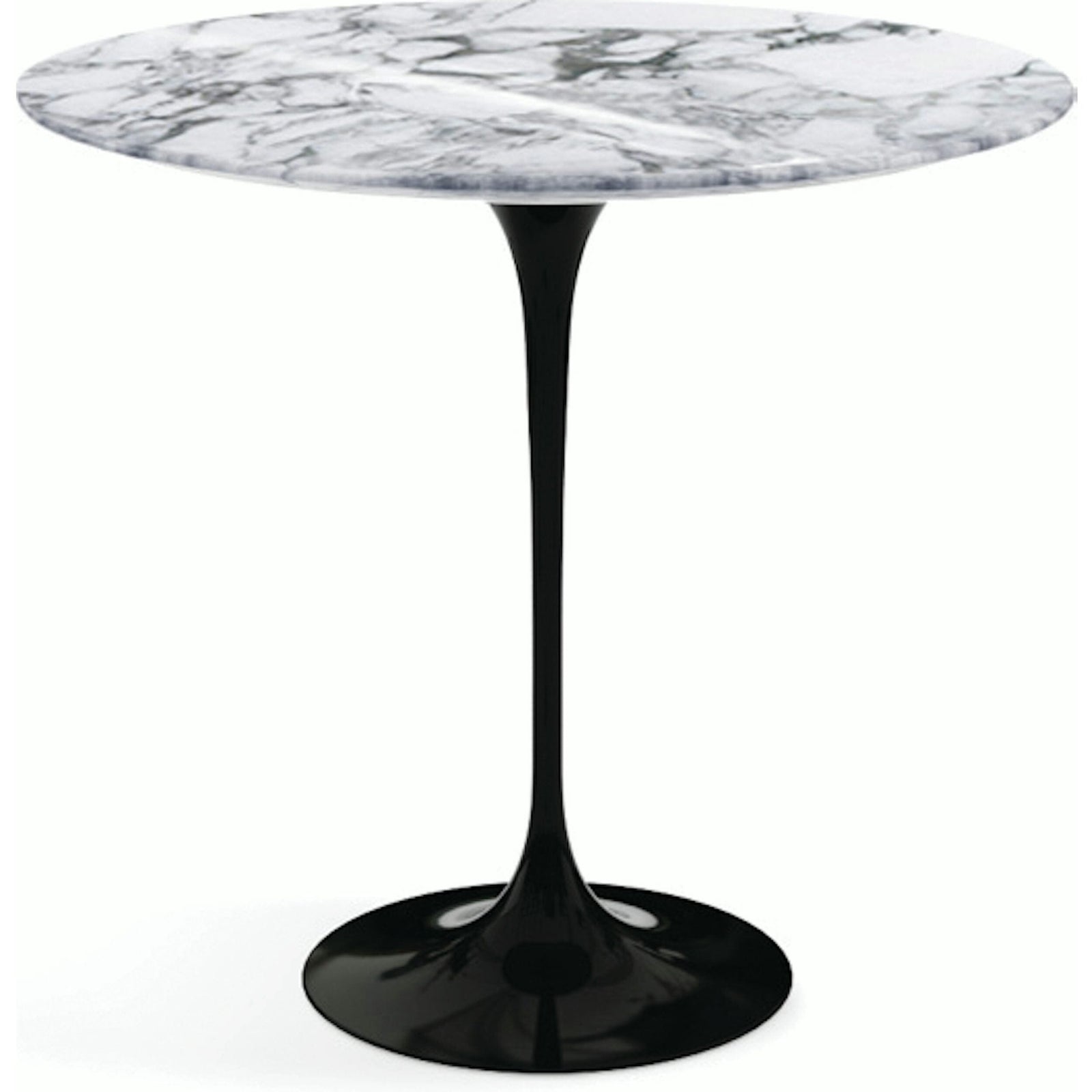 Saarinen Side Table - 22” Oval side/end table Knoll Black Arabescato marble, Shiny finish