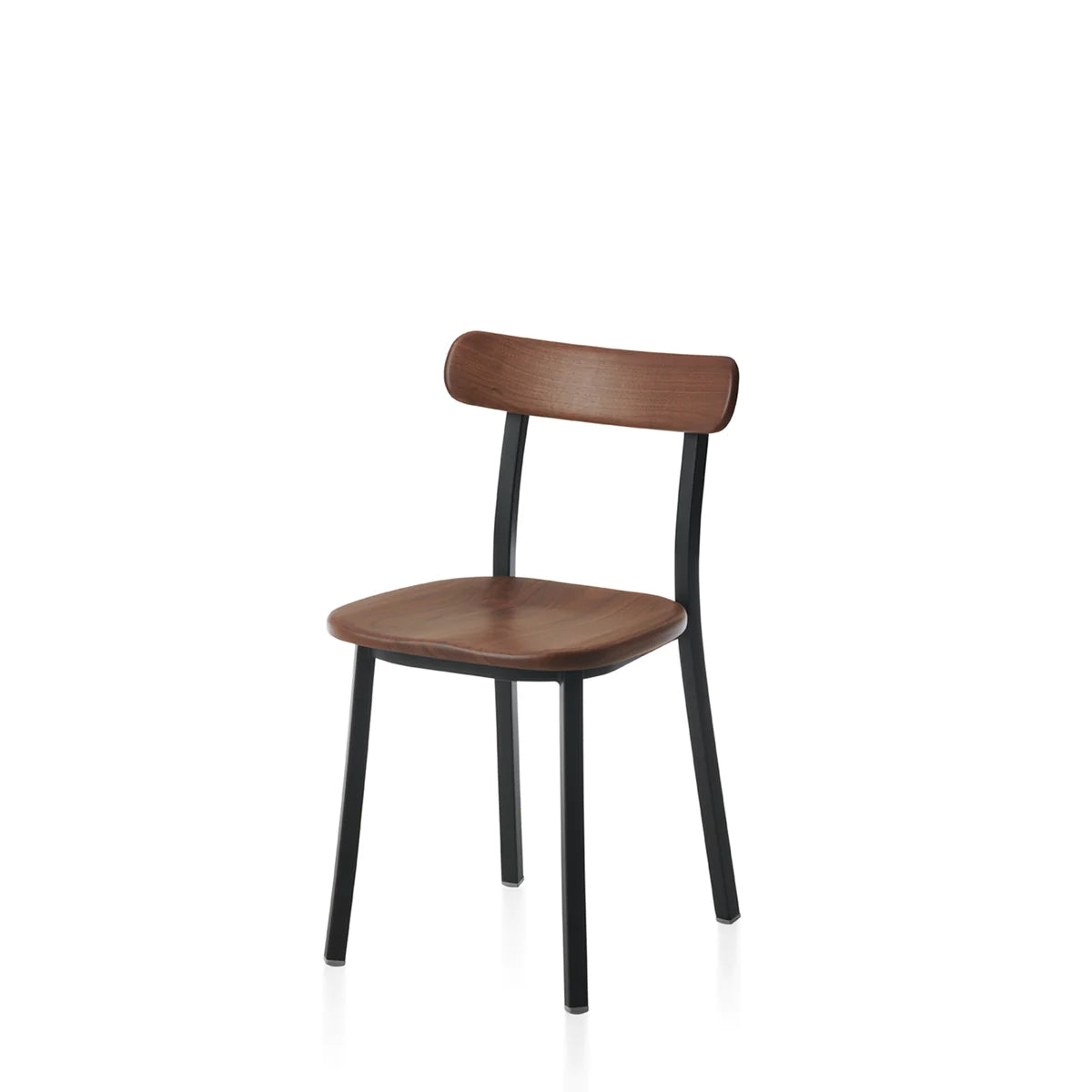 Emeco Utility Side Chair Chair Emeco Powder Coated Black with Walnut Seat & Back