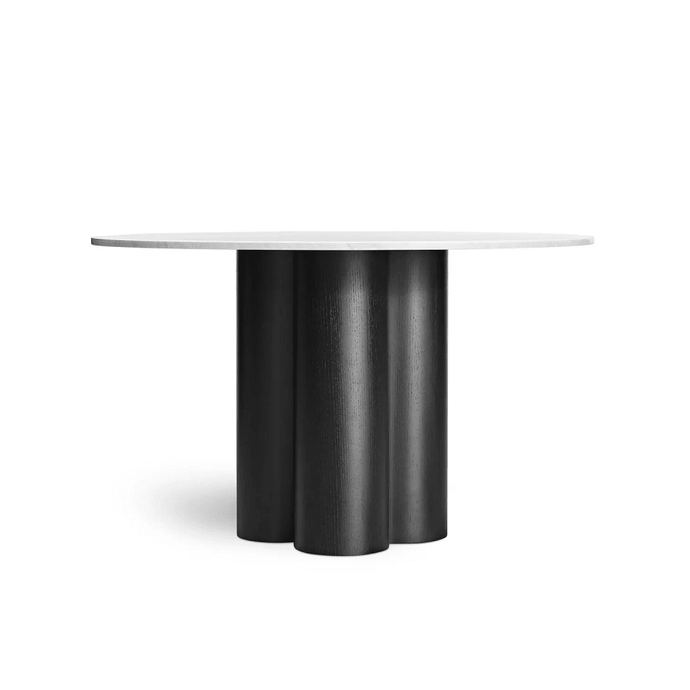 4/4 Round Dining Table Dining Tables BluDot Small Marble / Black on Ash