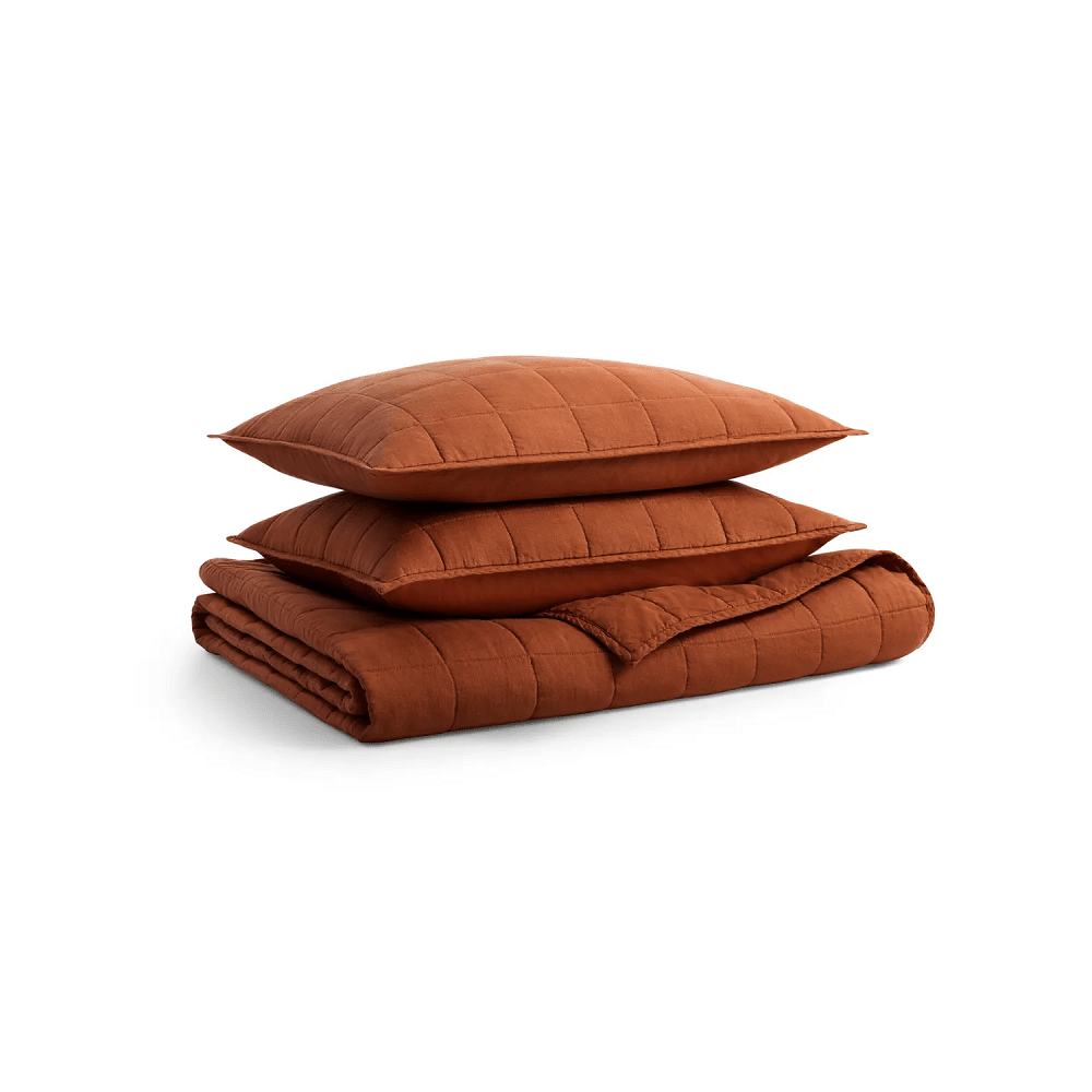 Ester Linen Quilt Set Beds BluDot King Tomato