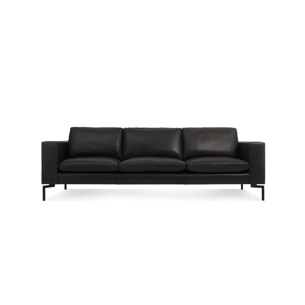 New Standard 92" Sofa Sofa BluDot Granite Leather - Black Legs