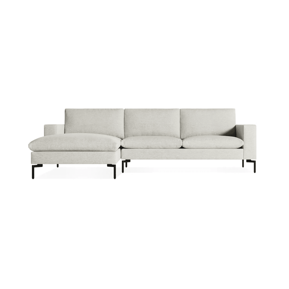 New Standard Sofa with Chaise Sofa BluDot Left Maharam Mode in Clavicle - Black Legs