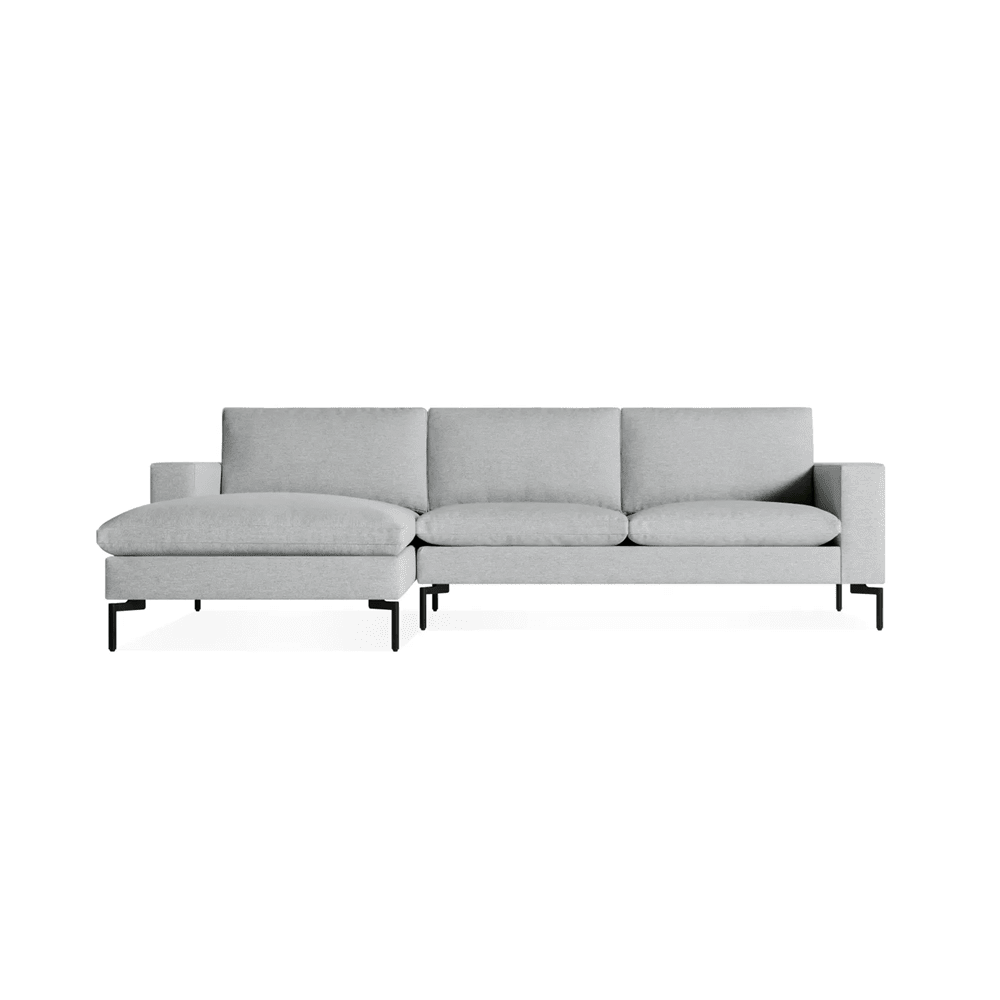 New Standard Sofa with Chaise Sofa BluDot Left Maharam Mode in Intaglio - Black Legs
