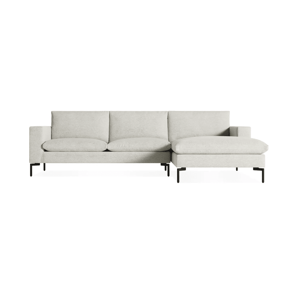 New Standard Sofa with Chaise Sofa BluDot Right Maharam Mode in Clavicle - Black Legs