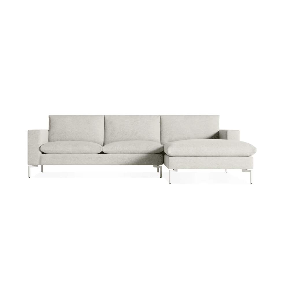 New Standard Sofa with Chaise Sofa BluDot Right Maharam Mode in Clavicle - White Legs
