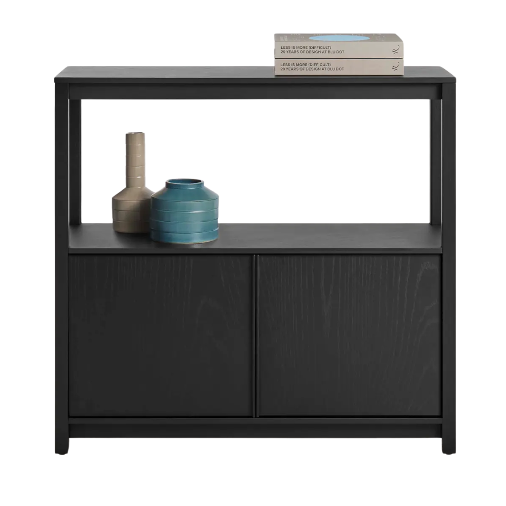 Open Plan Small Low Bookcase with Storage