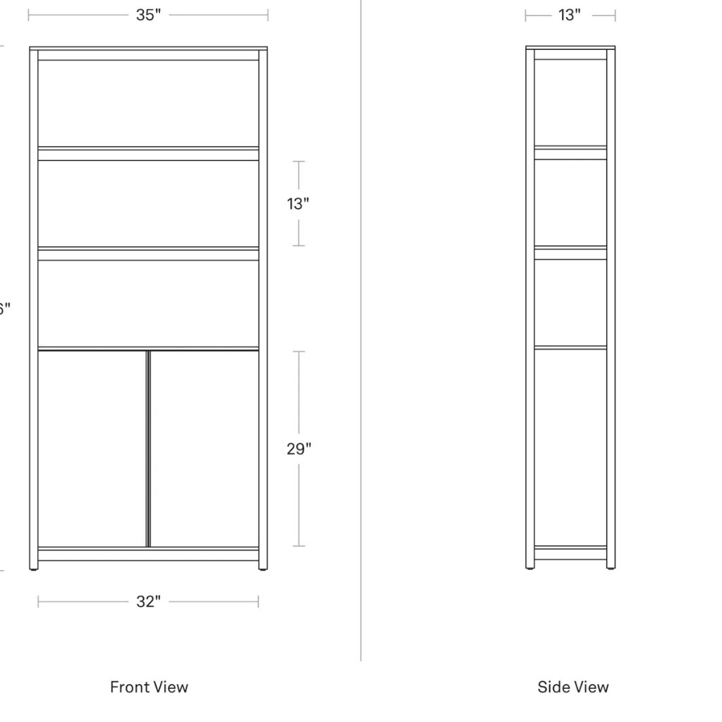 Open Plan Tall Bookcase with Storage