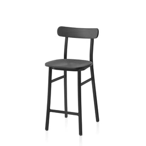 Emeco Utility Stool Chair Emeco Counter Height Black Powder Coated Dark Stained Ash