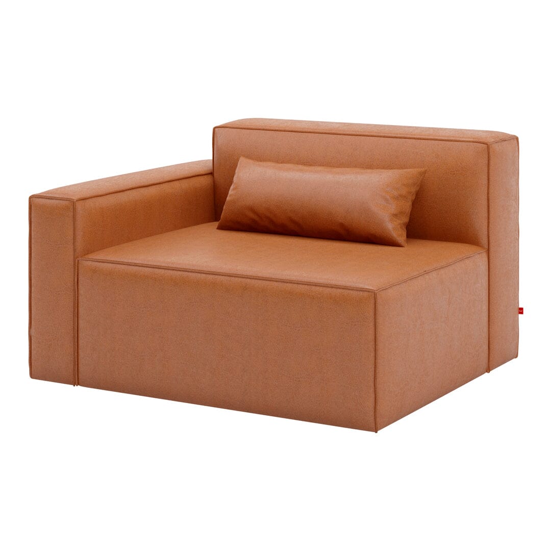 Mix Modular Arm Chair Arm Chair Gus Modern Left Orientation Vegan Appleskin Leather Cognac