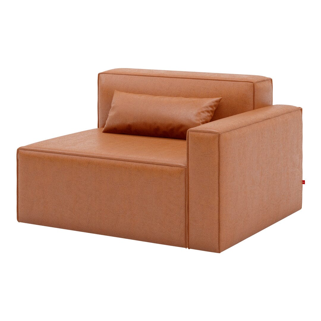 Mix Modular Arm Chair Arm Chair Gus Modern Right Orientation Vegan Appleskin Leather Cognac