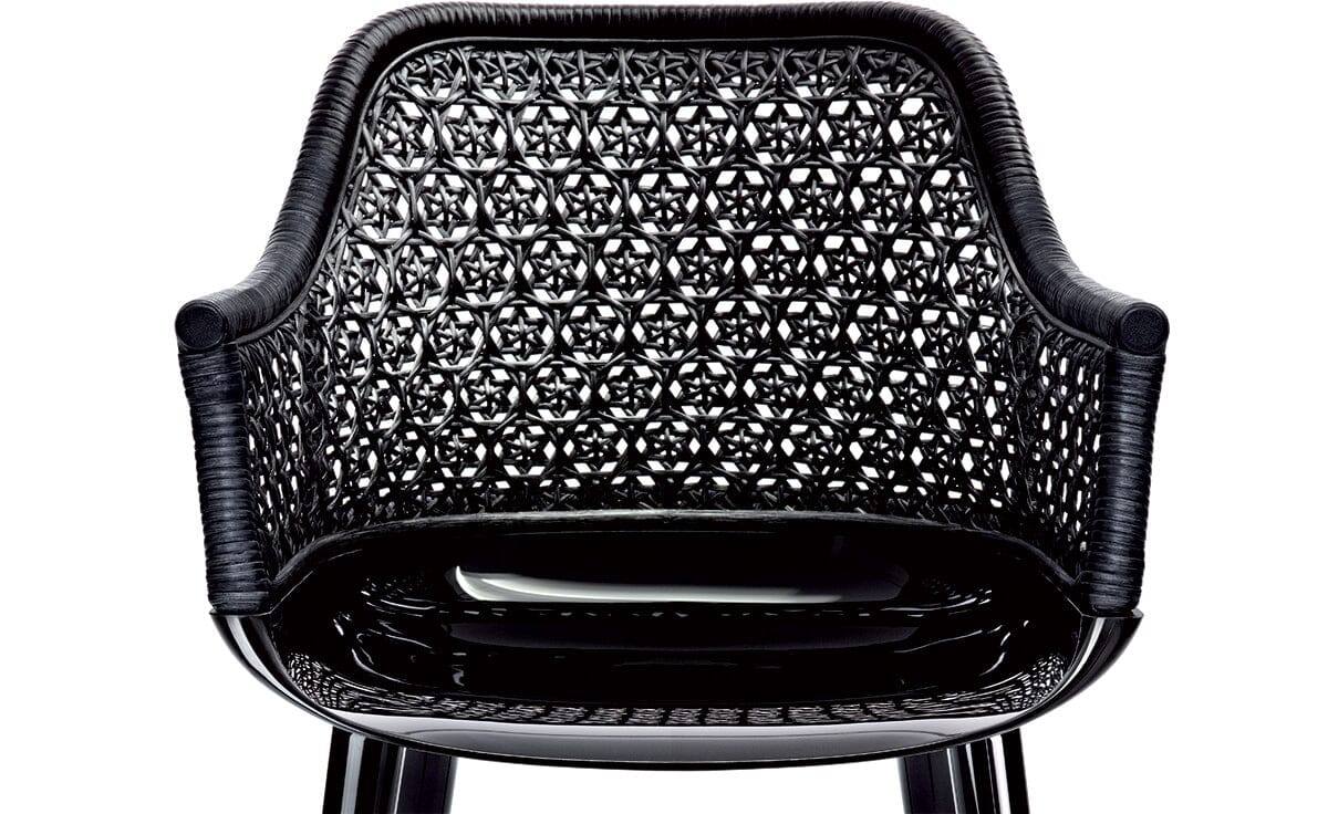 Cyborg Elegant Armchair With Wicker Back Side/Dining Magis