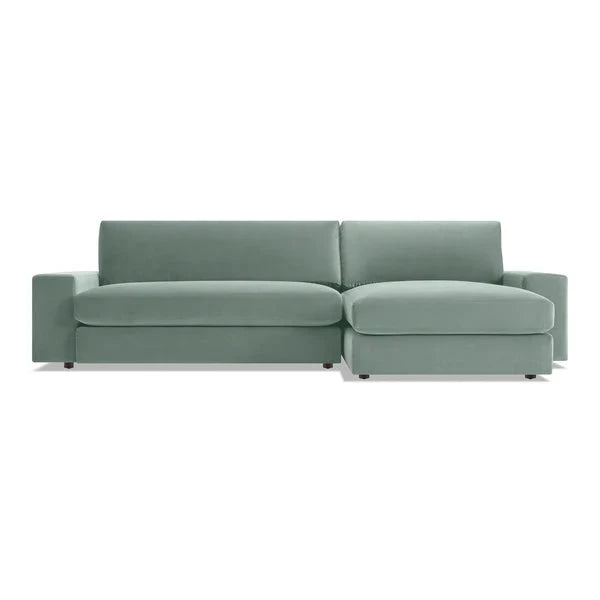 Esker Sofa with Chaise Sofa BluDot Breezy Blue Velvet Right Chaise