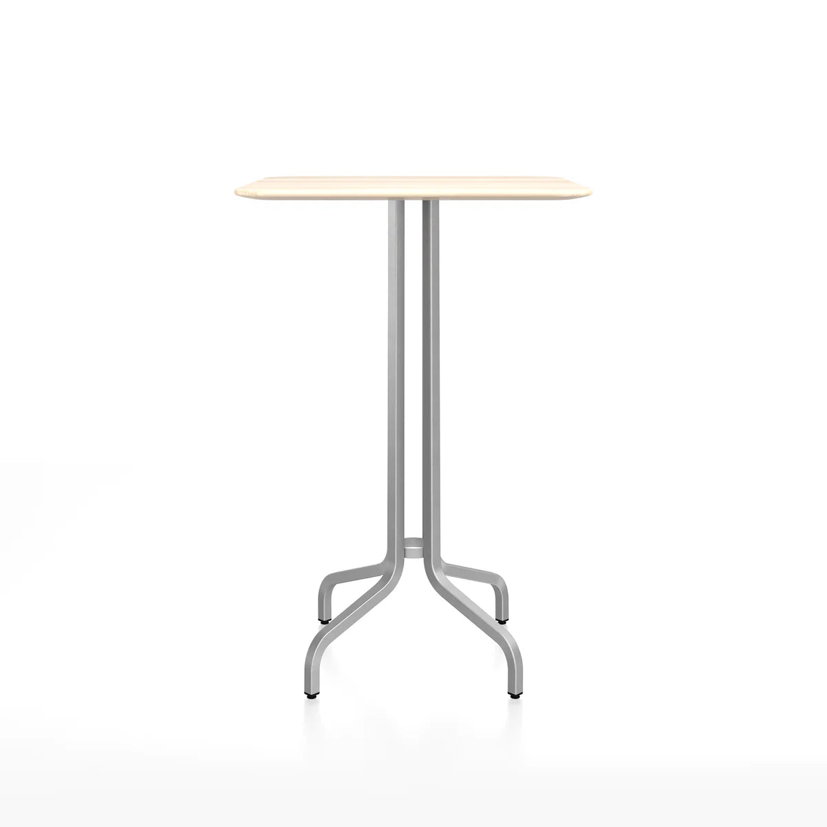 Emeco 1 Inch Bar Table - Rectangular Top bar seating Emeco Brushed Aluminum Accoya Wood