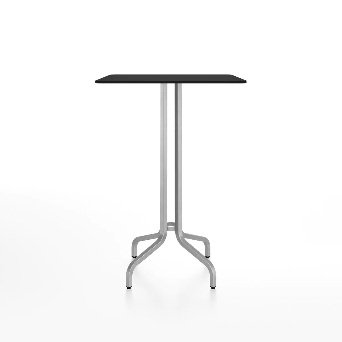 Emeco 1 Inch Bar Table - Rectangular Top bar seating Emeco Brushed Aluminum Black HPL