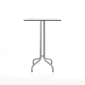 Emeco 1 Inch Bar Table - Rectangular Top bar seating Emeco Brushed Aluminum White HPL 