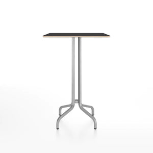 Emeco 1 Inch Bar Table - Rectangular Top bar seating Emeco Brushed Aluminum Black Laminate Plywood 