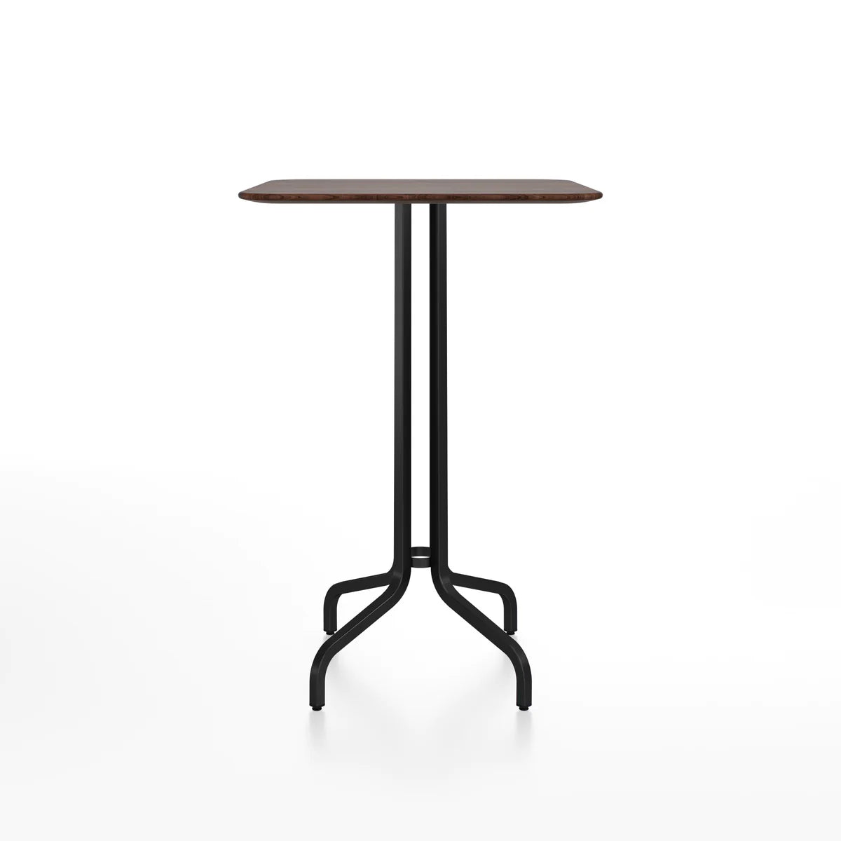 Emeco 1 Inch Bar Table - Rectangular Top bar seating Emeco Black Powder Coated Walnut Wood
