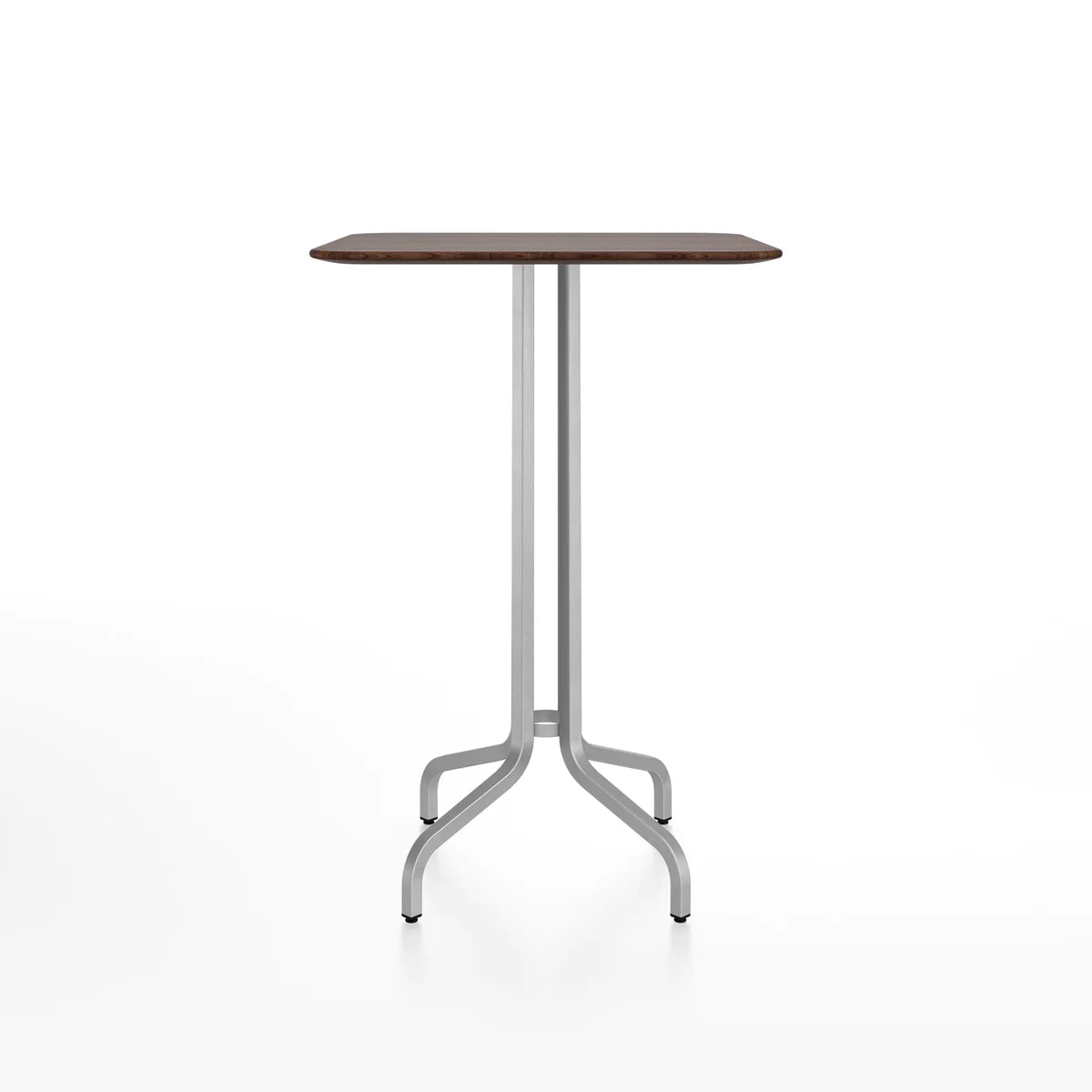 Emeco 1 Inch Bar Table - Rectangular Top bar seating Emeco Brushed Aluminum Walnut Wood