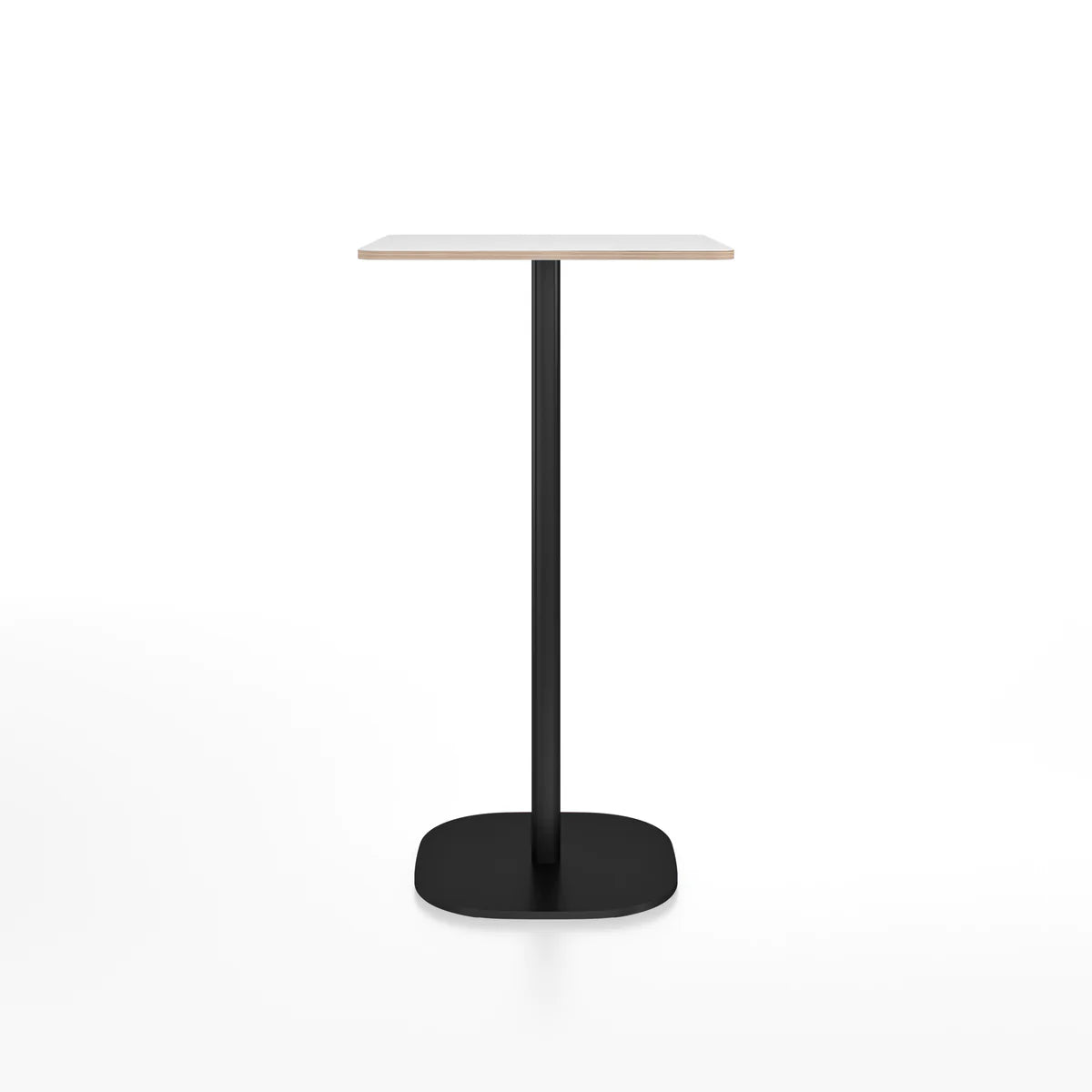 Emeco 2 Inch Flat Base Bar Height Table - Rectangular Top Coffee table Emeco Black Powder Coated Aluminum White Laminate Plywood