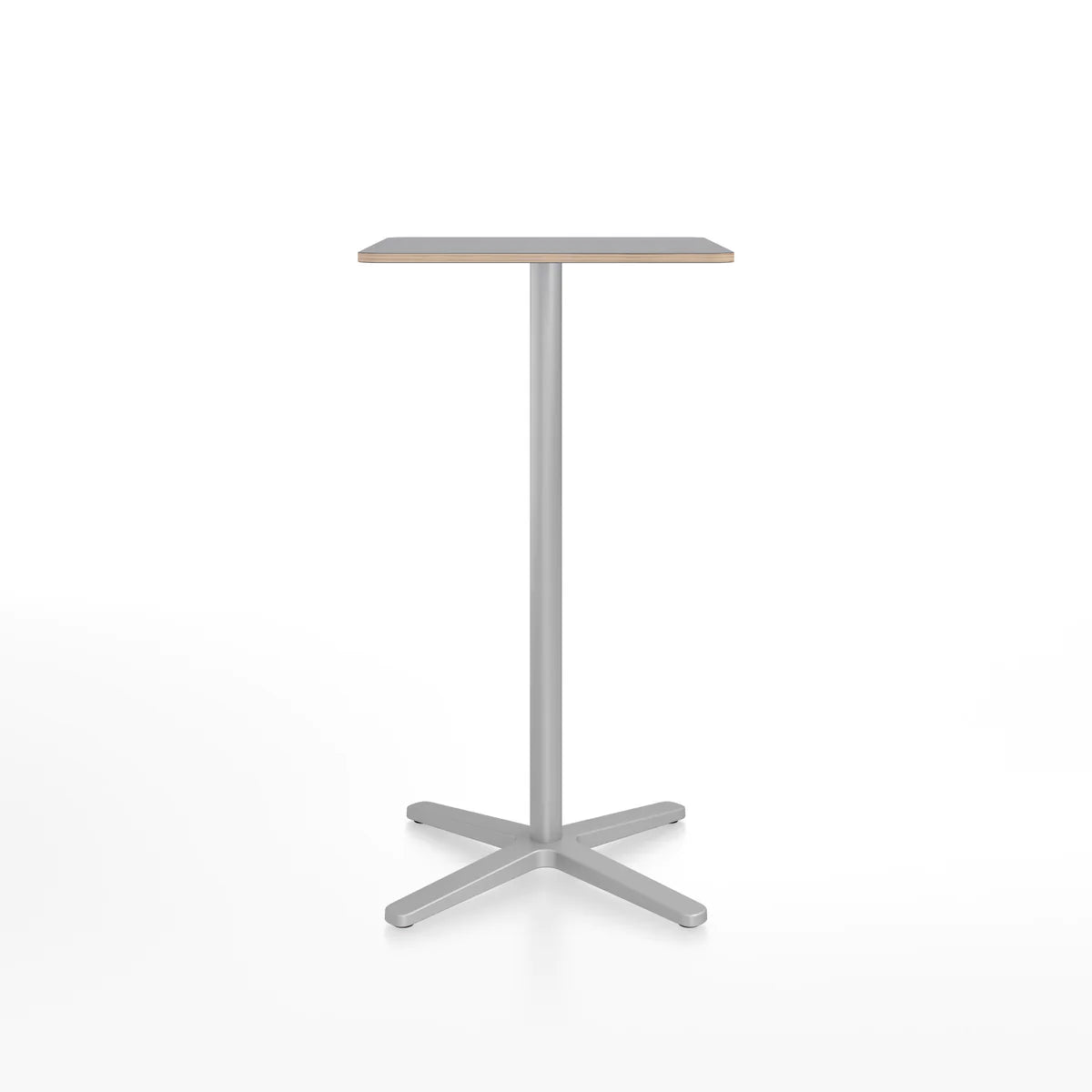 Emeco 2 Inch X Base Bar Table - Rectangular bar seating Emeco Silver Powder Coated Grey Laminate Plywood