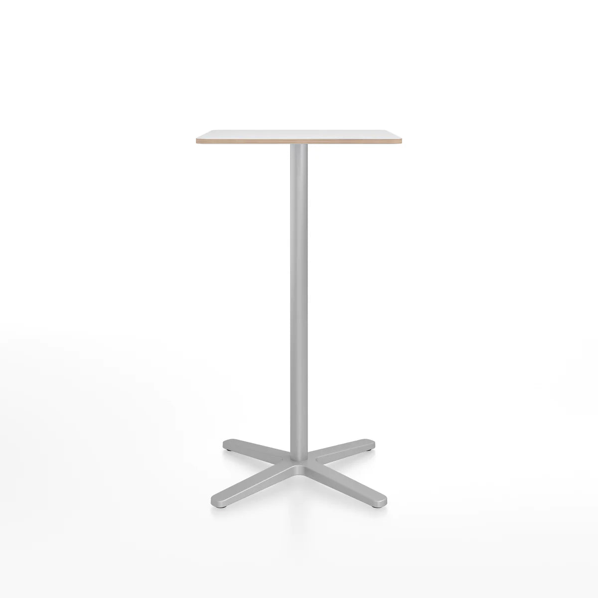 Emeco 2 Inch X Base Bar Table - Rectangular bar seating Emeco Silver Powder Coated White Laminate Plywood