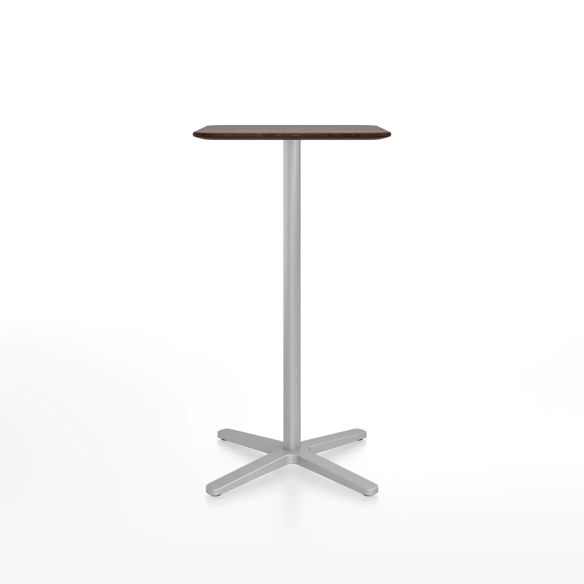 Emeco 2 Inch X Base Bar Table - Rectangular bar seating Emeco Silver Powder Coated Walnut