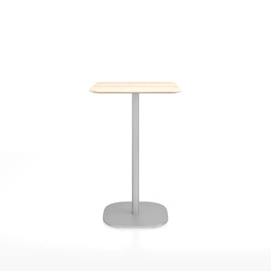Emeco 2 Inch Flat Base Counter Height Table - Rectangular Top Coffee table Emeco Hand Brushed Aluminum Accoya Wood 
