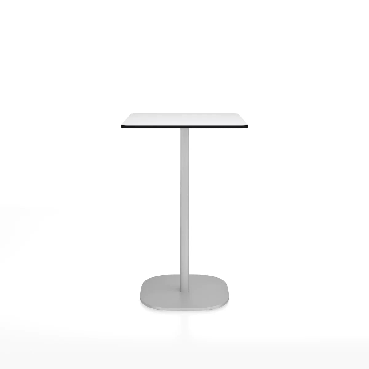 Emeco 2 Inch Flat Base Counter Height Table - Rectangular Top Coffee table Emeco Hand Brushed Aluminum White HPL