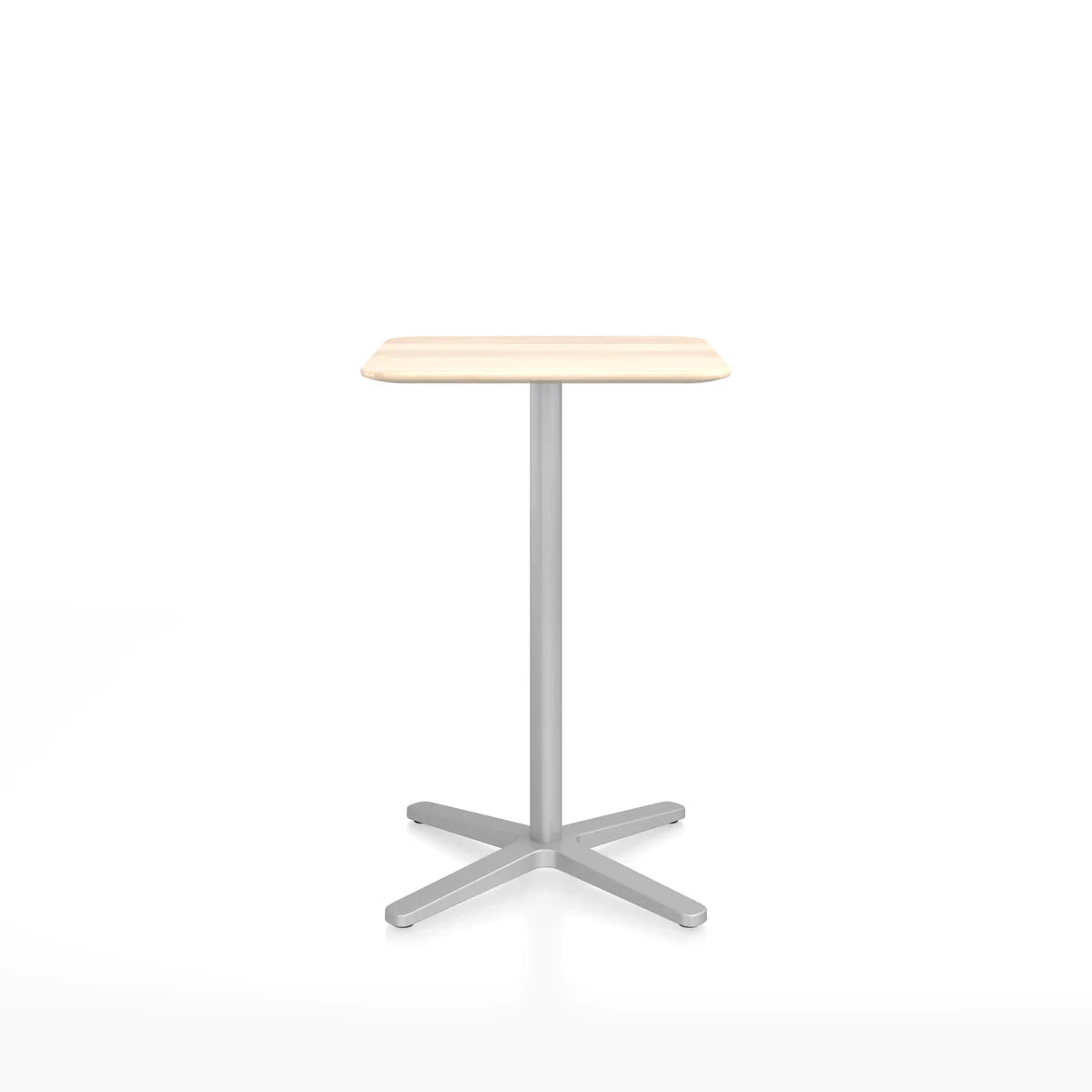 Emeco 2 Inch X Base Counter Table - Rectangular bar seating Emeco Silver Powder Coated Accoya (Outdoor Approved)