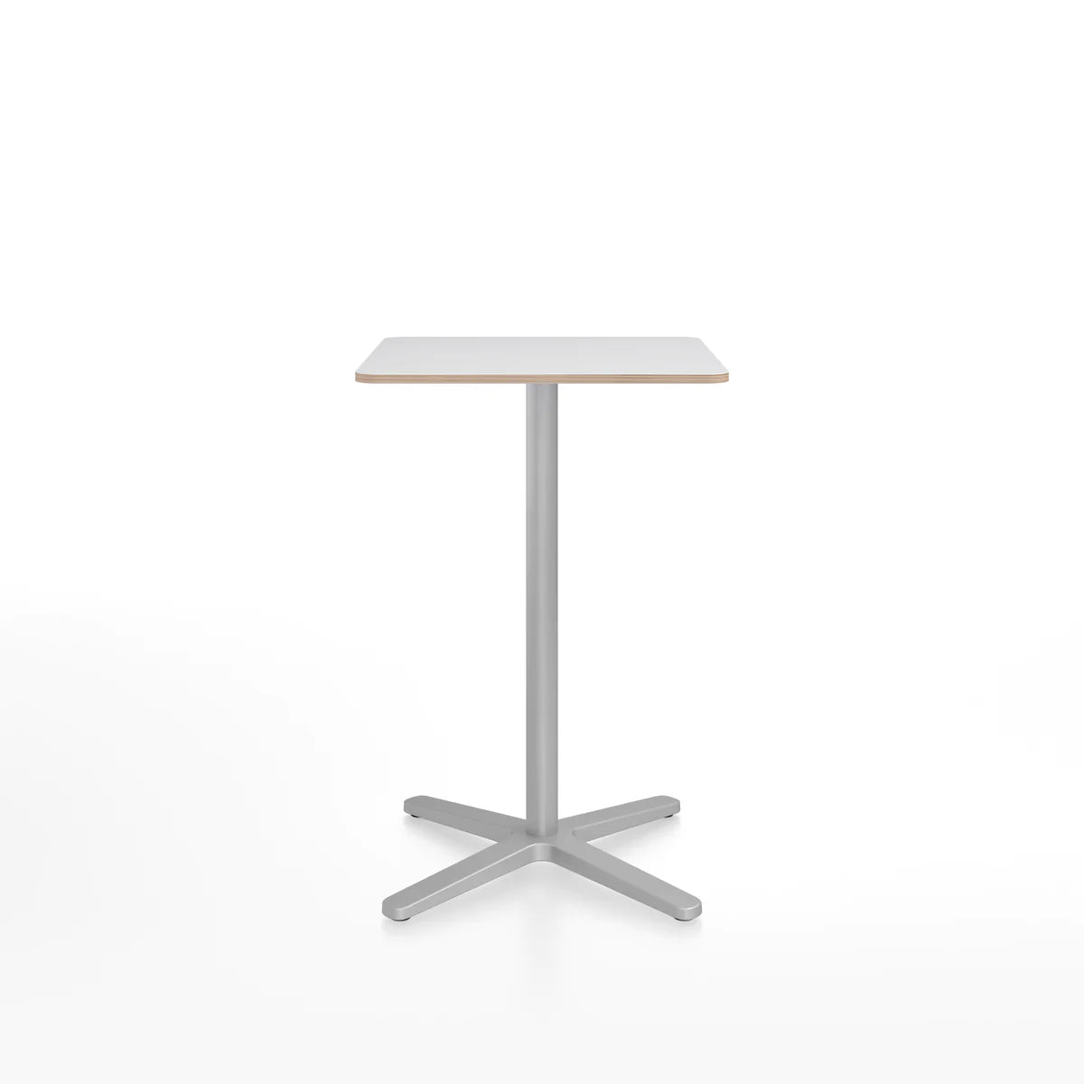 Emeco 2 Inch X Base Counter Table - Rectangular bar seating Emeco Silver Powder Coated White Laminate Plywood