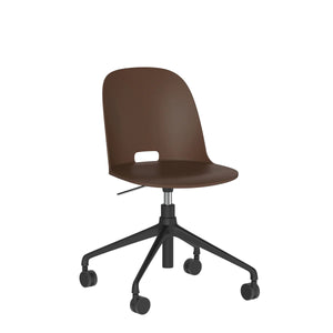 Emeco Alfi Work Swivel Chair With Casters task chair Emeco Dark Brown No Seat Pad 