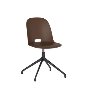 Emeco Alfi Work Swivel Chair With Glides task chair Emeco Felt Glides For Hard Floors Dark Brown Fabric Maharam Mode Sycamore 008 +$410