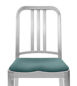 Emeco Navy Bar Stool With Arms Side/Dining Emeco Hand Brushed Leather Alternative Light Blue +$180 No Glides
