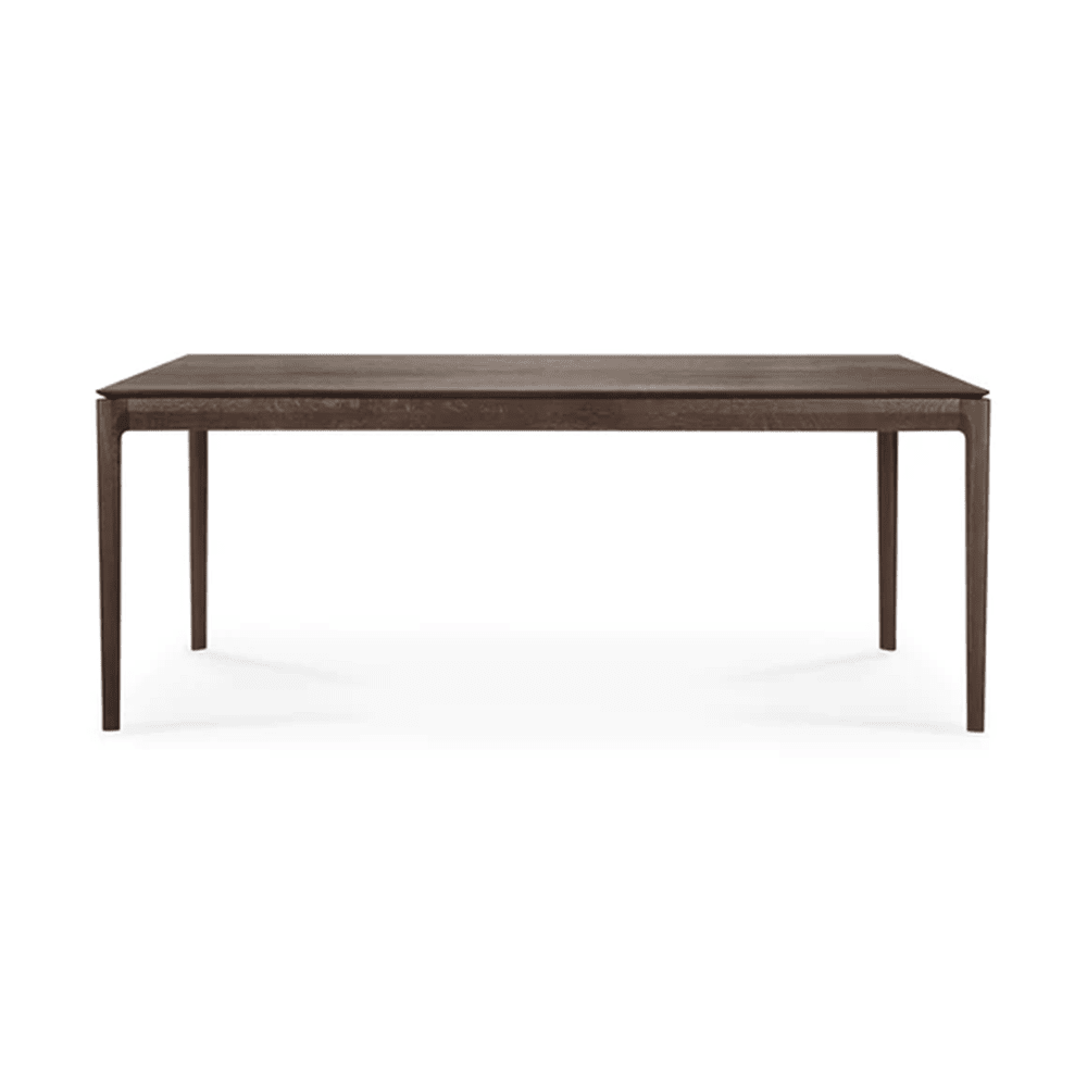 Brown Oak and Teak Dining Table Dining Tables Ethnicraft 78.7 In Width Brown Oak