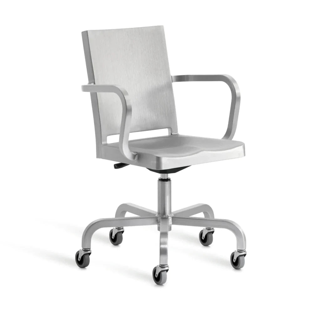 Emeco Hudson Swivel Arm Chair Side/Dining Emeco Hand Brushed No Seat Pad