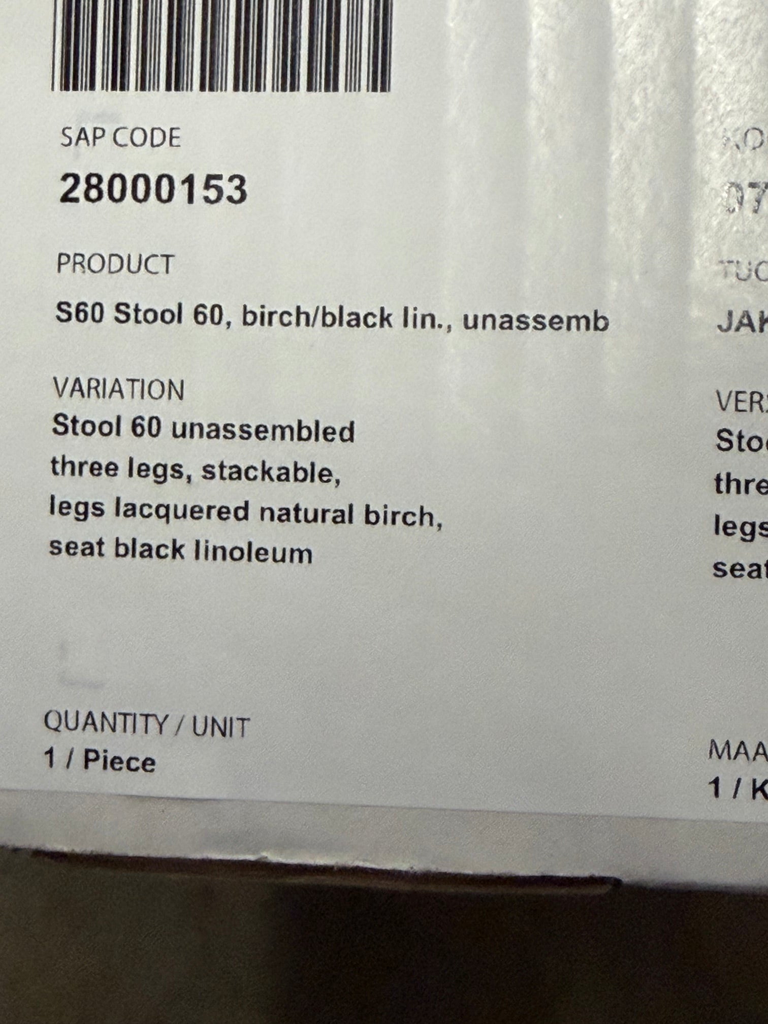 Artek Stool 60 - Black Linoleum, Edge Natural Birch Seat / Legs Natural Lacquered