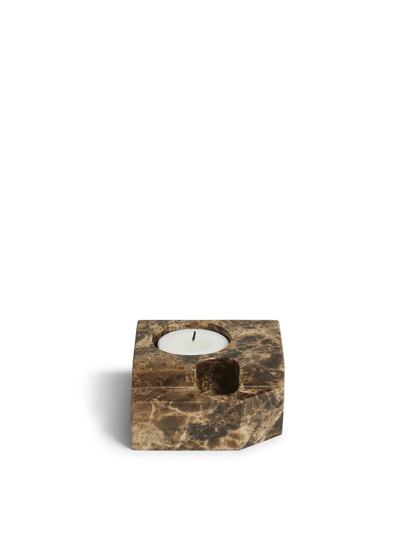 Jeu De Dés Candle Holder - Set of 4 Candles and Candleholders Woud Brown Marble Style: 3