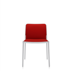 Audrey Soft (2 Chairs) Side/Dining Kartell No Arms Painted Aluminum White Trevira Red
