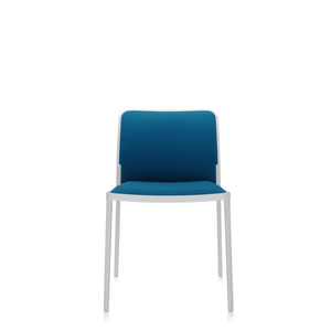 Audrey Soft (2 Chairs) Side/Dining Kartell No Arms Painted Aluminum White Trevira Teal Blue