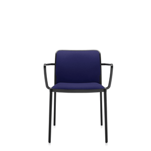 Audrey Soft (2 Chairs) Side/Dining Kartell With Arms Painted Aluminum Black Trevira Blue