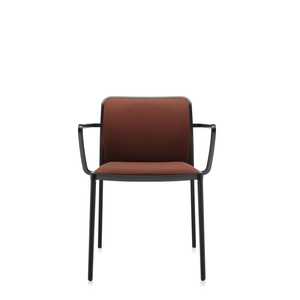 Audrey Soft (2 Chairs) Side/Dining Kartell With Arms Painted Aluminum Black Trevira Brown