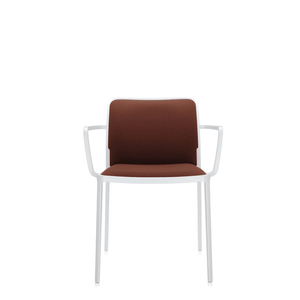Audrey Soft (2 Chairs) Side/Dining Kartell With Arms Painted Aluminum White Trevira Brown