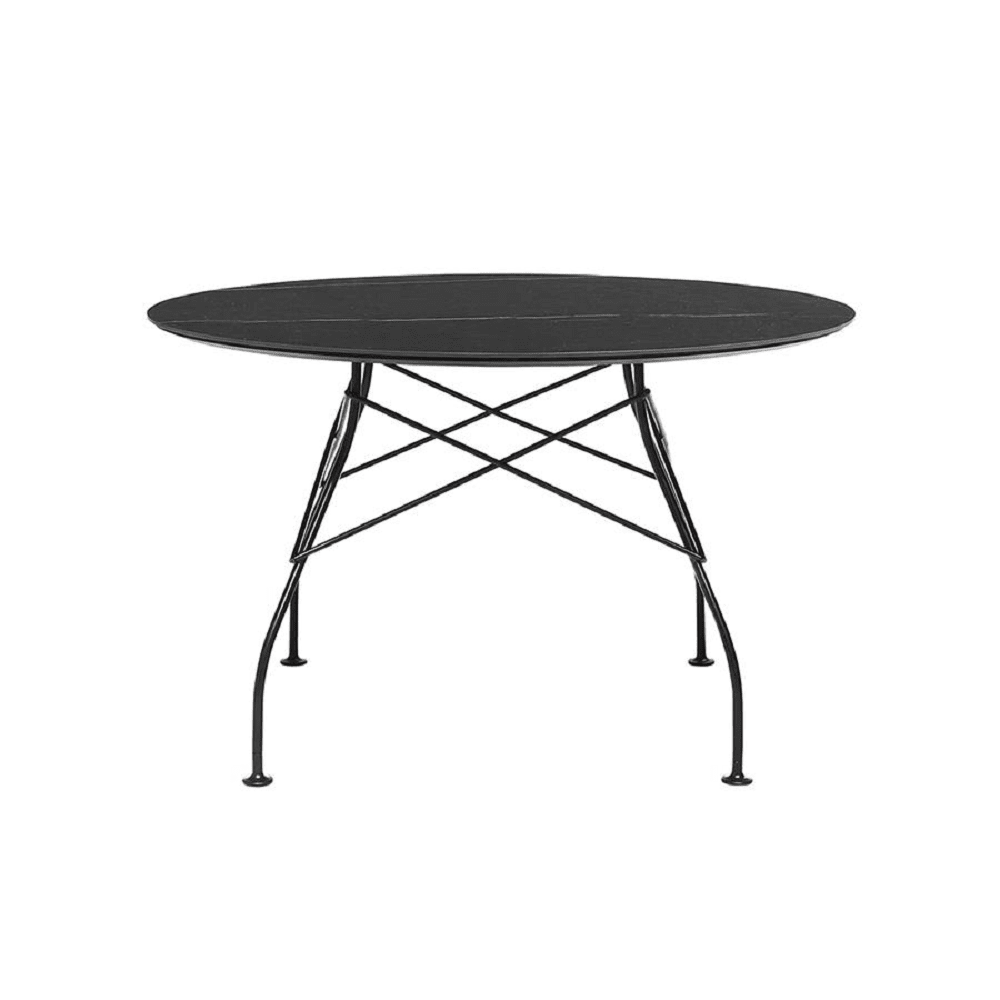 Glossy Table Tables Kartell Round Top Black Marble