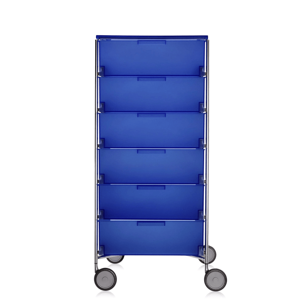 Mobil 6 Drawers With Wheels Shelf Kartell Cobalt Blue